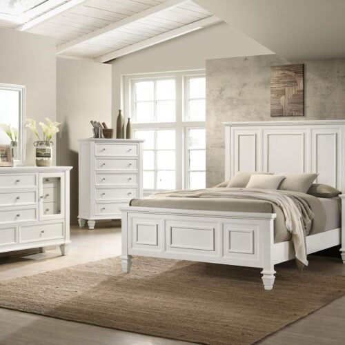 Sandy Beach 5-piece California King  Bedroom Set Cream White