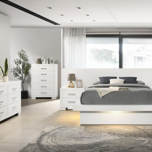 Jessica 6-piece Queen LED Bedroom Set  Snow White