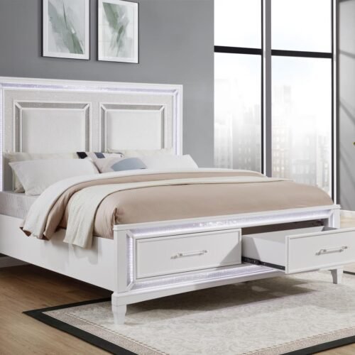 Quentin-WHITE LED QUEEN BED