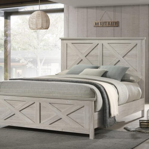 Valerie-WHITE WASH QUEEN BED