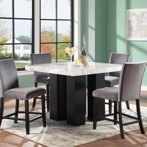 Augusta-COUNTER TABLE & 4 GRAY CHAIRS