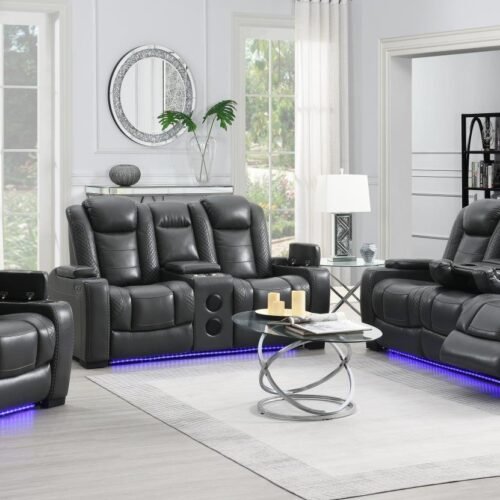 Yvonne-GRAY LED POWER RECLINING W/PWR HEADREST CHAIR