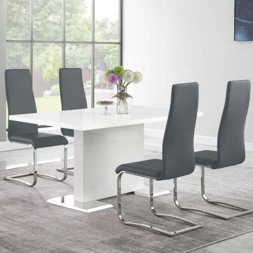 Anges 5-piece Dining Table Set White
  High Gloss and Grey