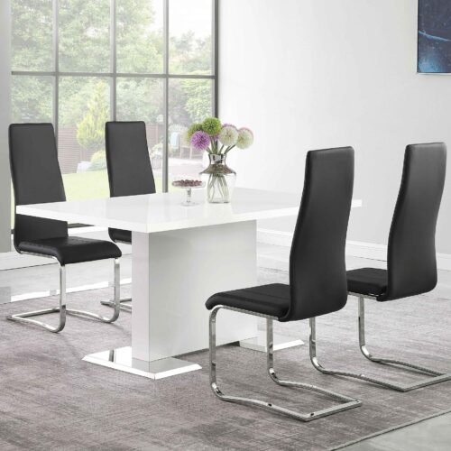 Anges 5-piece Dining Table Set White
  High Gloss and Black