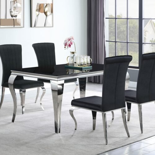 Carone 5-piece 61-inch Rectangular Black
  Glass Dining Set Black