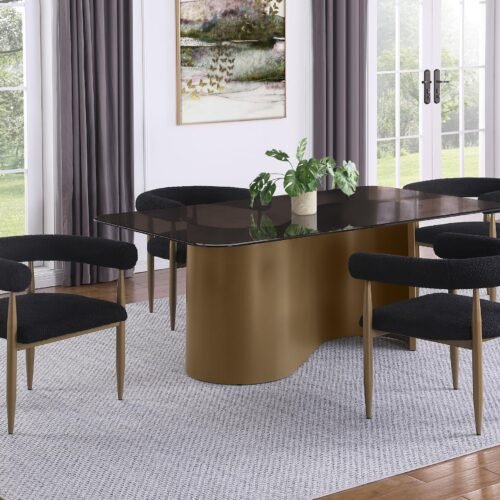 Edson 5-piece Rectangular Glass Top Dining Table Set Bronze
