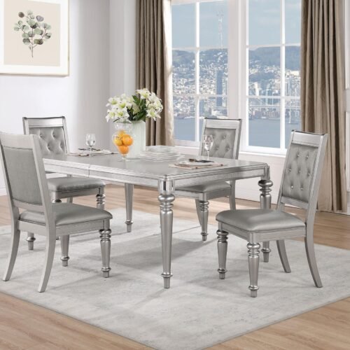 Bling Game 5-piece Rectangular Dining Set Metallic Platinum