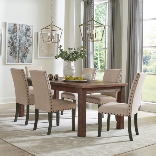 Coleman 7-piece Rectangular Dining Set Rustic Golden Brown
