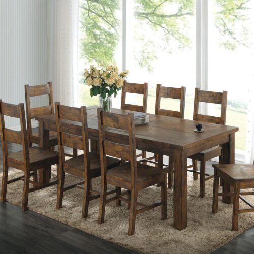 Coleman 9-piece Rectangular Dining Set Rustic Golden Brown