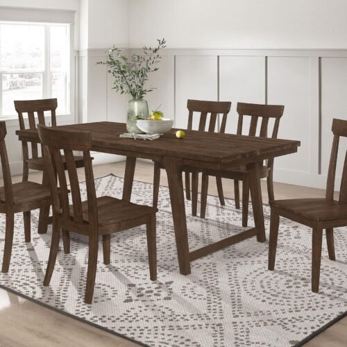 Reynolds 7-piece Rectangular Dining Table Set Brown Oak