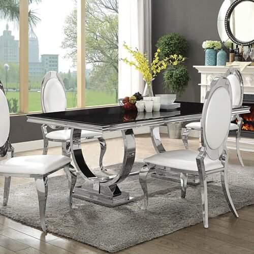 Antoine 5-piece Rectangular Glass Top Dining Set Chrome