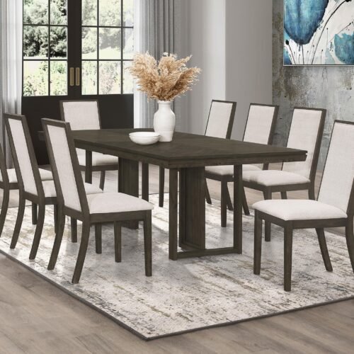 Kelly 9-piece Rectangular Dining Table Set Dark Grey