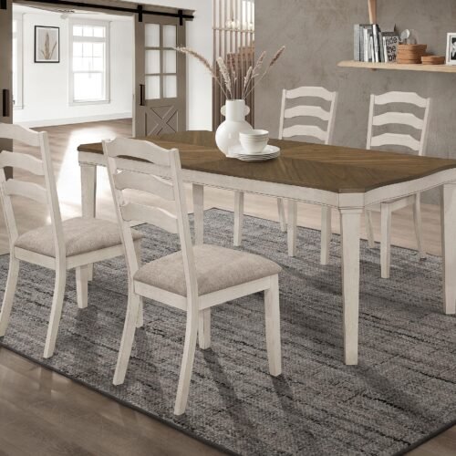 Ronnie 5-piece Rectangular Dining Table Set Rustic Cream