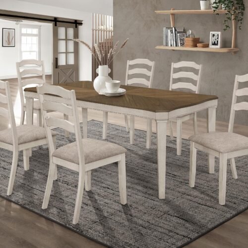 Ronnie 7-piece Rectangular Dining Table Set Rustic Cream