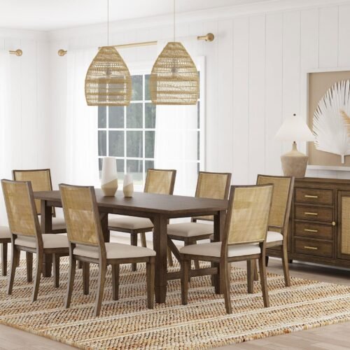 Matisse 9-piece Rectangular Dining Table Set Light Brown