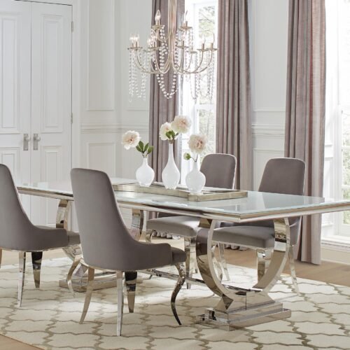 Antoine 5-piece Rectangular Glass Top Dining Table Set Grey