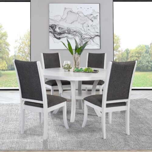 Judd 5-piece 54-inch Round Wood Dining Table Set Pearl White
