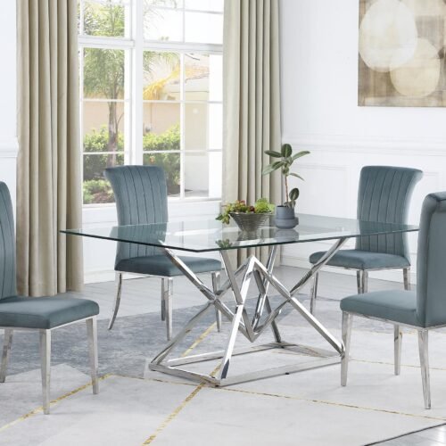 Beaufort 5-piece Rectangular Dining Set Chrome and Grey