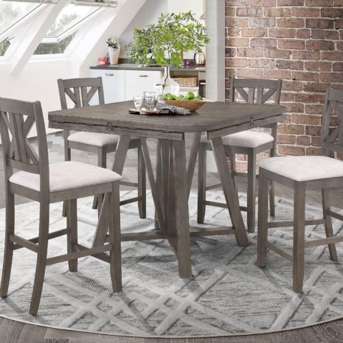 Athens 5-piece Drop Leaf Counter Height Dining Set Barn Grey
