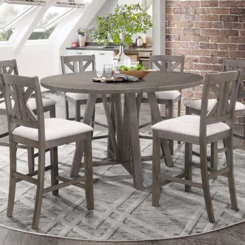 Athens 7-piece Drop Leaf Counter Height Dining Set Barn Grey