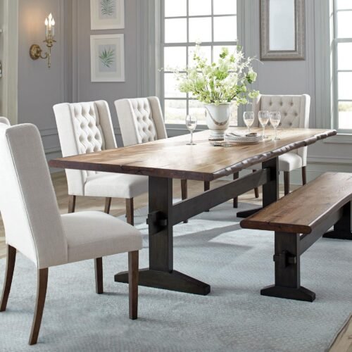 Bexley 6-piece Rectangular Live Edge Dining Table Set Honey
