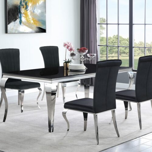 Carone 5-piece 81-inch Rectangular Black Glass Dining Set Black