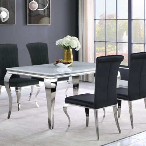 Carone 5-piece 61-inch Rectangular White Glass Dining Set Black