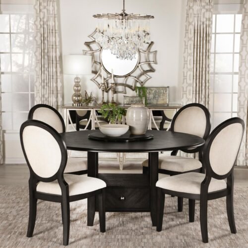 Twyla 5-piece Round Storage Base Dining Table Set Dark Cocoa