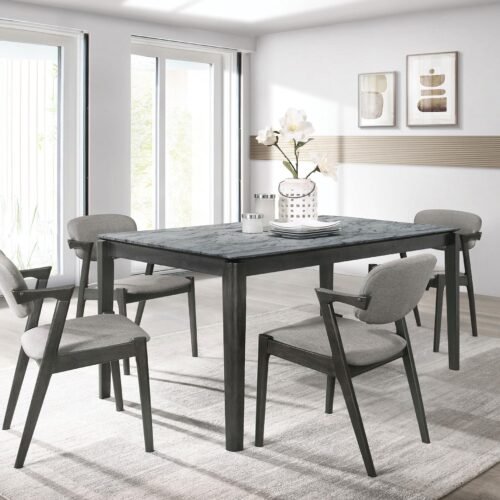 Stevie 5-piece Rectangular Dining Table Set Grey and Black
