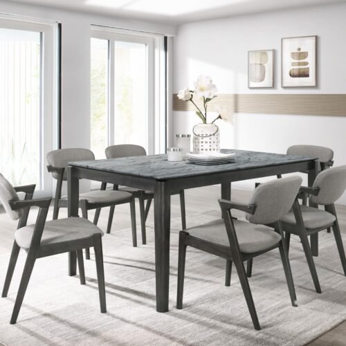 Stevie 7-piece Rectangular Dining Table Set Grey and Black