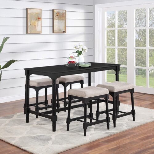 Martina 5-piece Rectangular Counter Height Dining Set Black