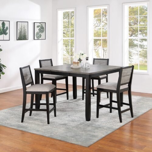 Elodie 5-piece Extension Leaf Counter Dining Set Black