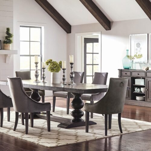 Phelps 8-piece Rectangular Dining Table Set Distressed Noir