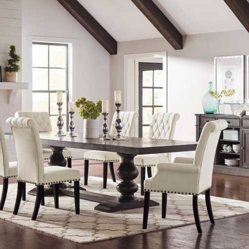 Phelps 8-piece Rectangular Dining Table Set Distressed Noir
