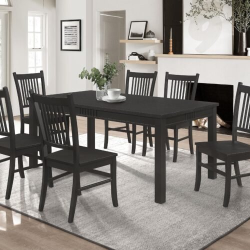 Marbrisa 7-piece Rectangular Dining Table Set Matte Black