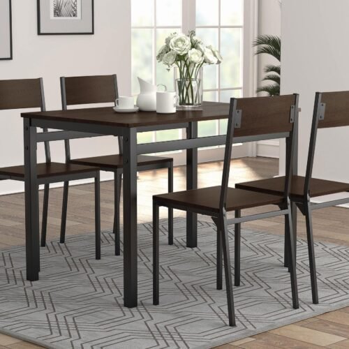 Lana 5-piece Rectangular Dining Set Dark Brown and Black