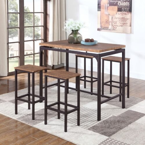 Santana 5-piece Pub Height Bar Table Set Weathered Chestnut