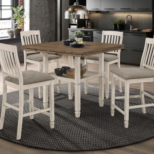 Sarasota 5-piece Drop Leaf Counter Dining Set Rustic Cream