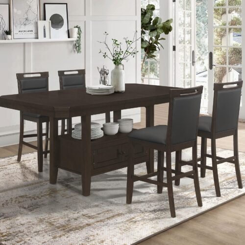 Prentiss 5-piece Butterfly Leaf Dining Table Set Cappuccino
