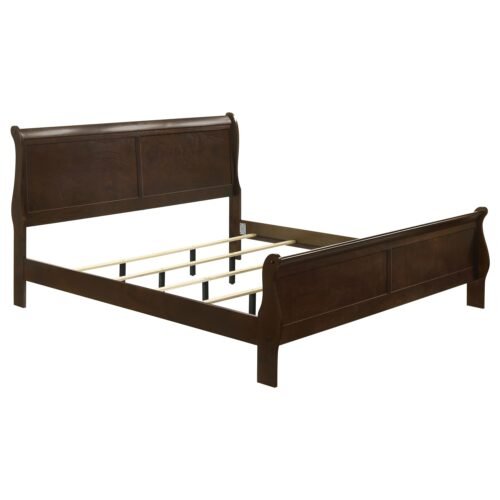 Louis Philippe Wood Eastern King Sleigh Bed Cappuccino