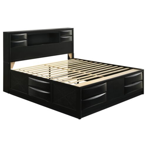 Briana Wood California King Storage Bookcase Bed Black