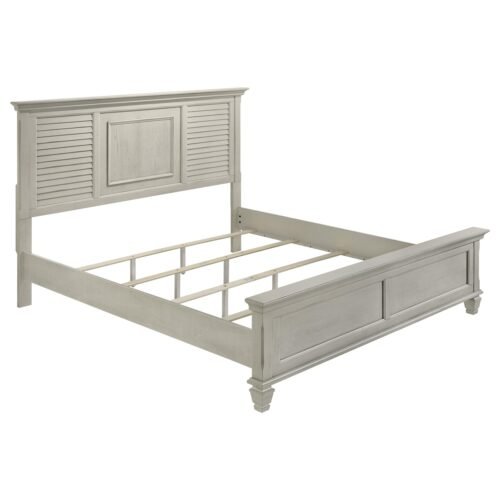Franco Wood Eastern King Panel Bed Distressed White