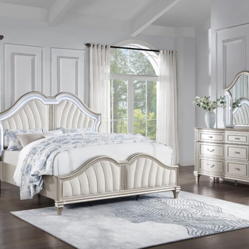 Evangeline 4-piece Eastern King Bedroom Set Silver Oak