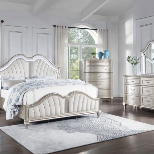 Evangeline 5-piece Eastern King Bedroom Set Silver Oak