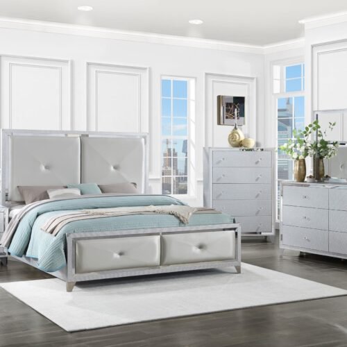 Larue 5-piece Eastern King Bedroom Set Silver