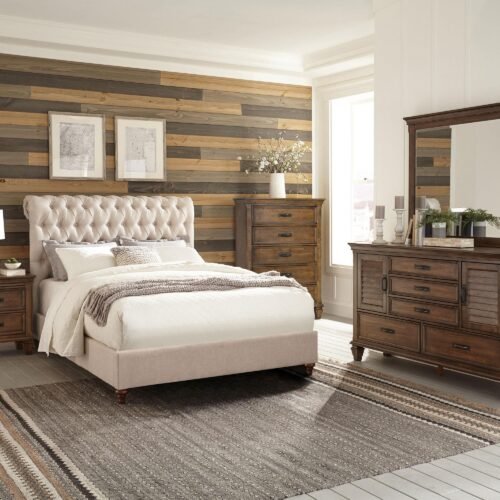 Devon 5-piece Eastern King Bedroom Set Beige and Oak