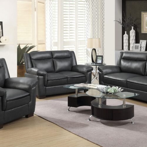 Arabella 3-piece Upholstered Padded Arm Sofa Set Grey