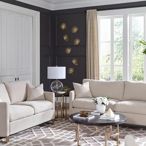 Corliss 2-piece Upholstered Arched Arm Sofa Set Beige