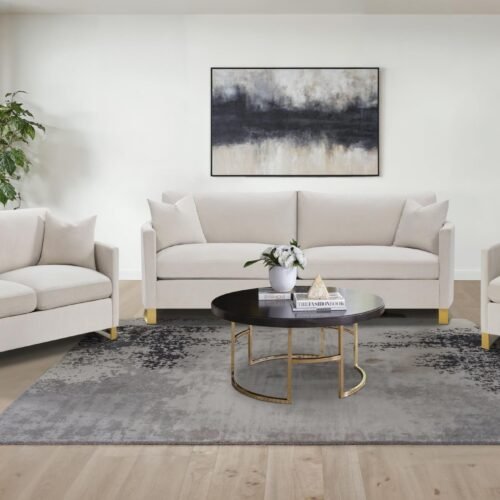 Corliss 3-piece Upholstered Arched Arm Sofa Set Beige