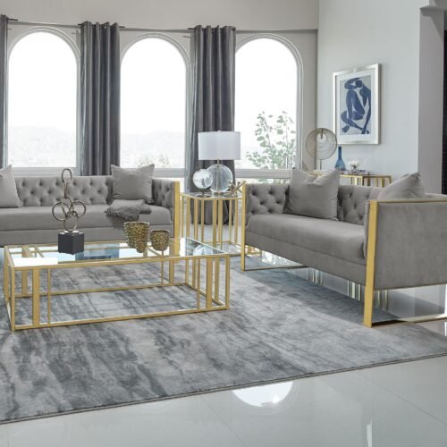 Eastbrook 2-piece Velvet Upholstered Tufted Sofa Set Grey